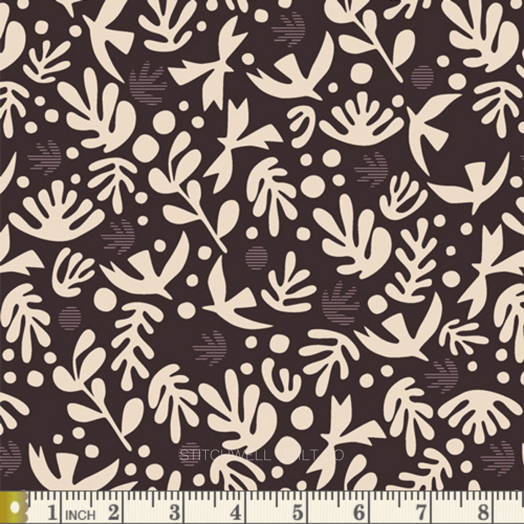 Duval - Boho Birds in Truffle Yardage