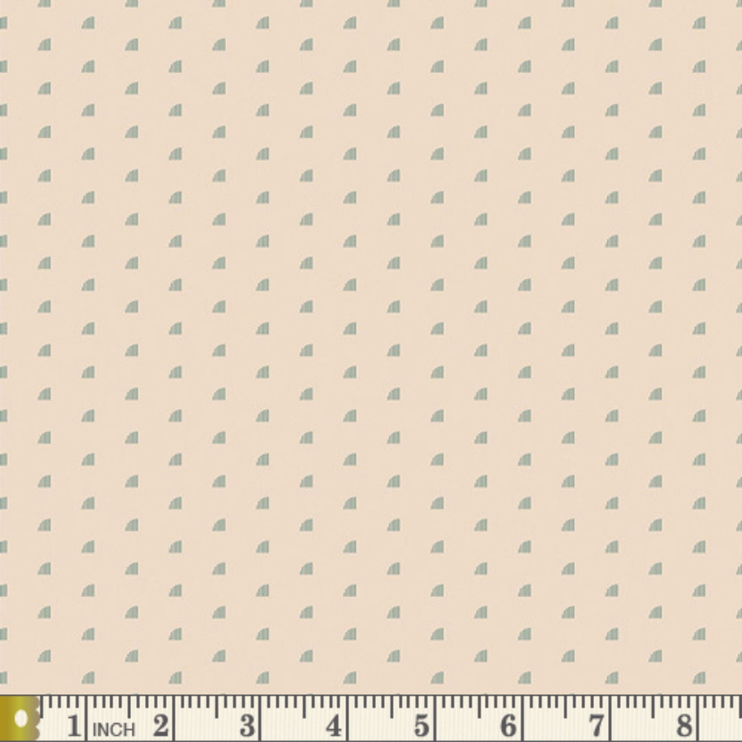 Duval Tiny Moon in Breezy fabric swatch with measuring tape for scale