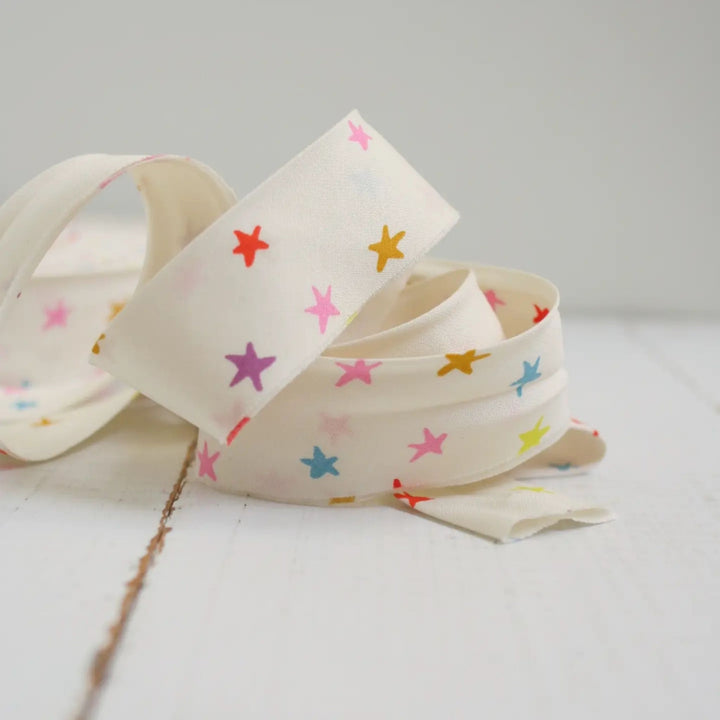 Premade 2.5" Bias Quilt Binding - Starry Multi, By 1 Yard