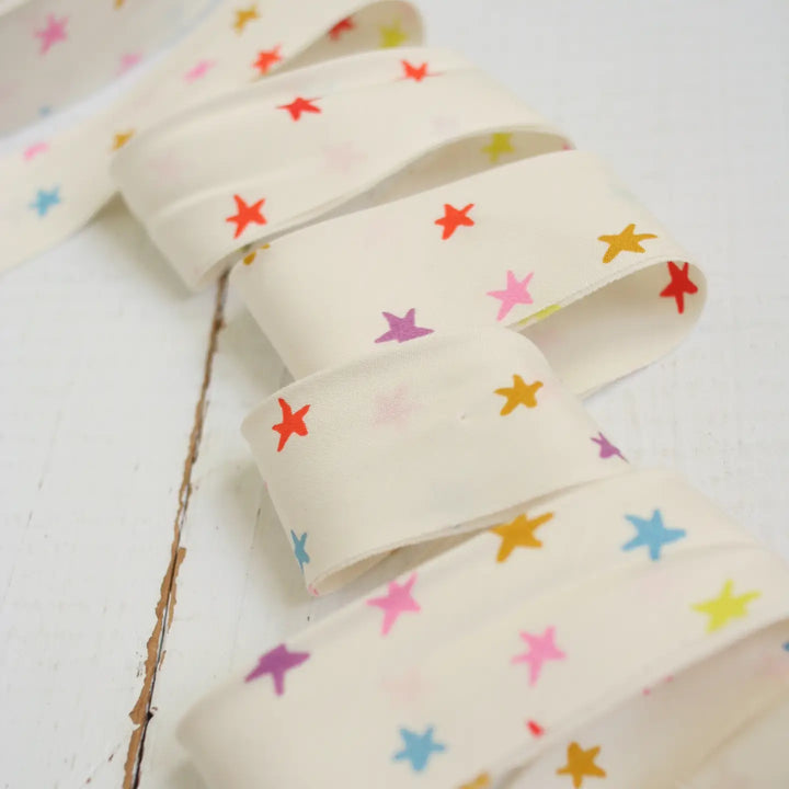 Premade 2.5" Bias Quilt Binding - Starry Multi, By 1 Yard