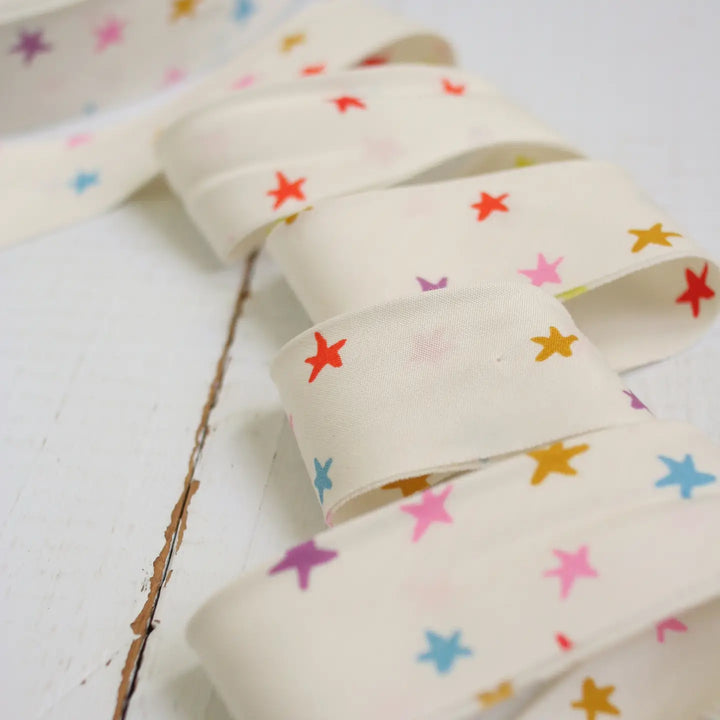Premade 2.5" Bias Quilt Binding - Starry Multi, By 1 Yard