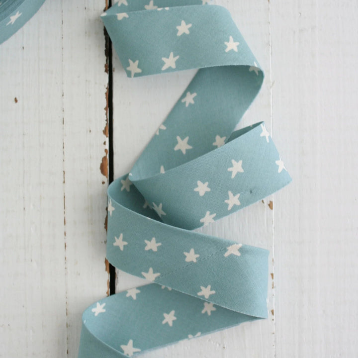 Premade 2.5" Bias Quilt Binding - Starry Soft Blue, By 1 Yard