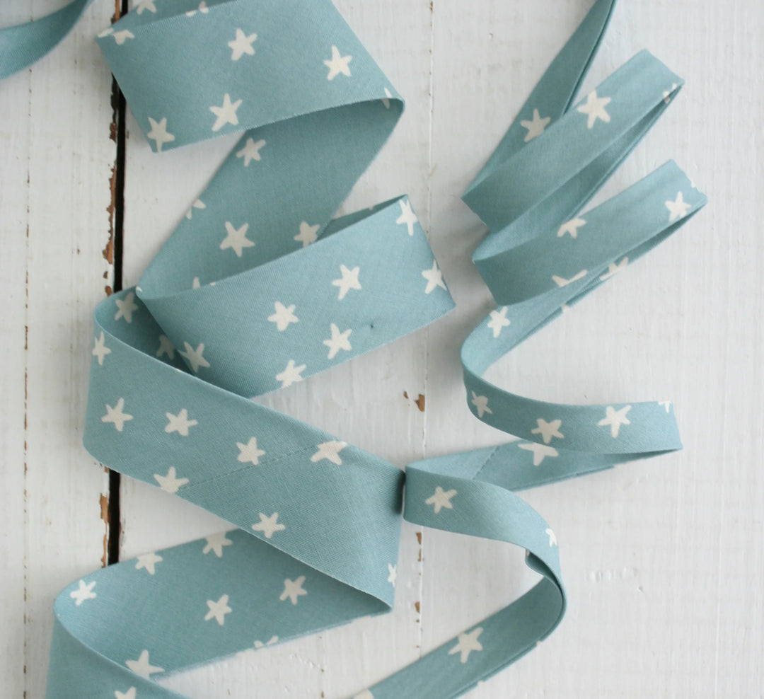 Premade 2.5" Bias Quilt Binding - Starry Soft Blue, By 1 Yard