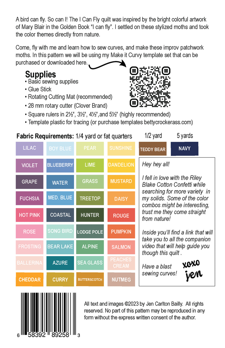 I Can Fly - Quilt Pattern (Printed)