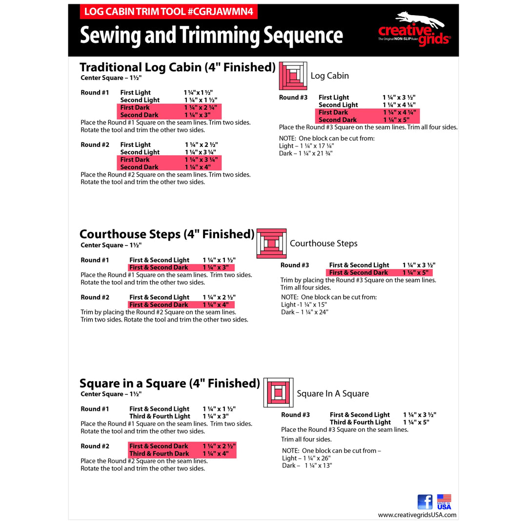 4in Log Cabin Trim Tool - Creative Grids