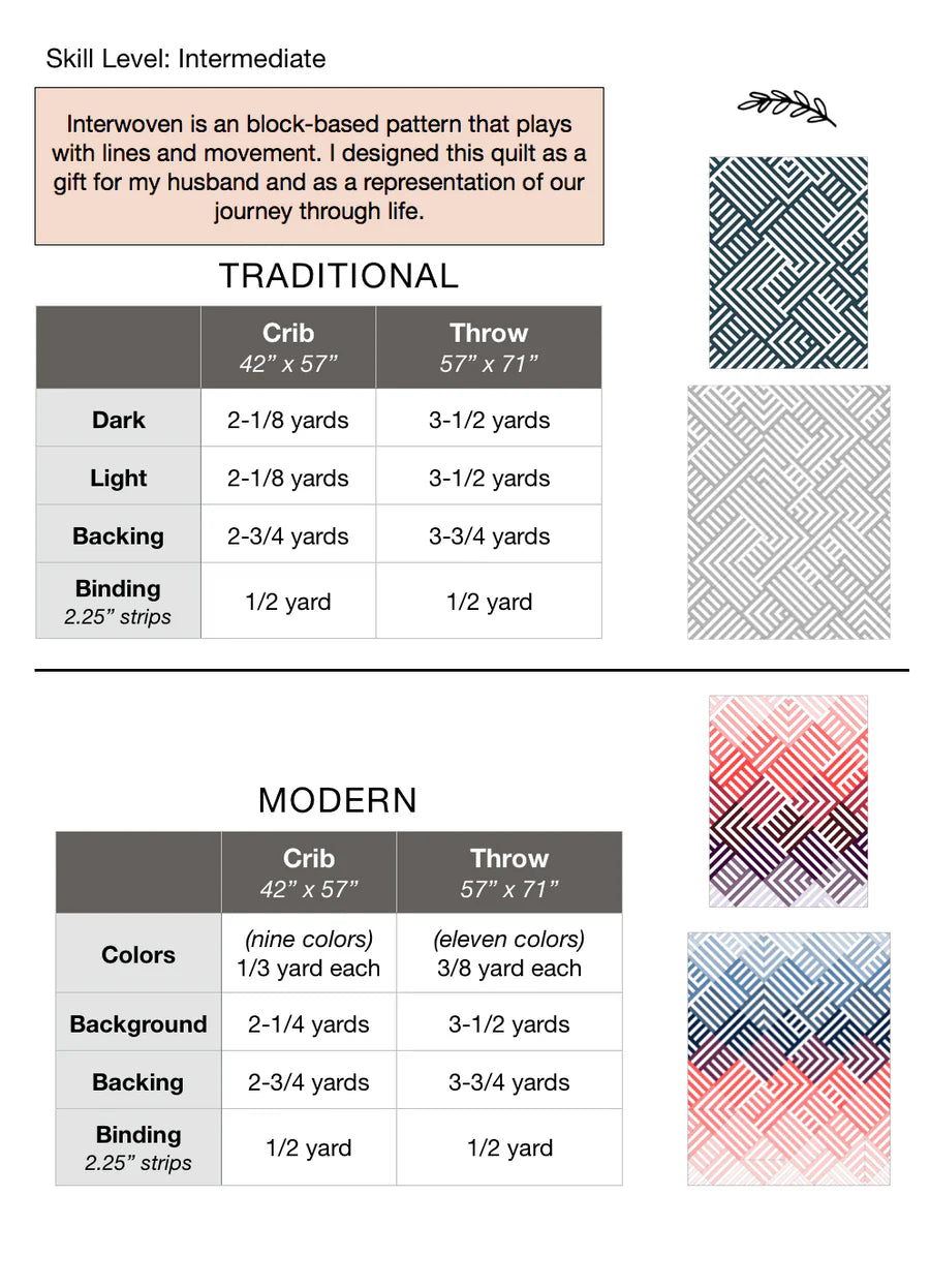 Interwoven - Quilt Pattern (Printed)