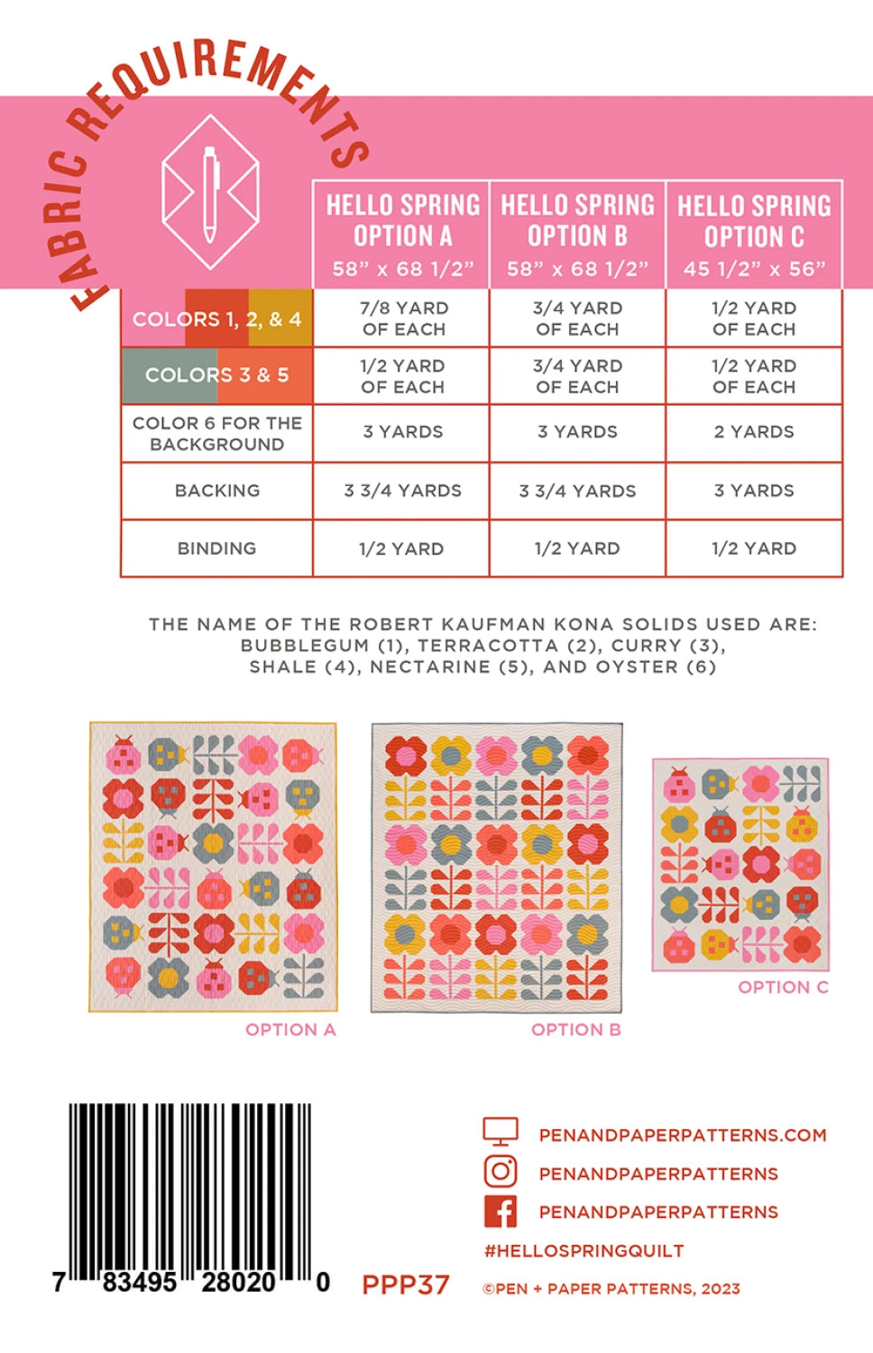 Hello Spring - Quilt Pattern (Printed)