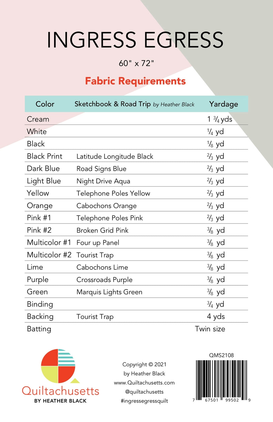 Ingress Egress - Quilt Pattern (Printed)