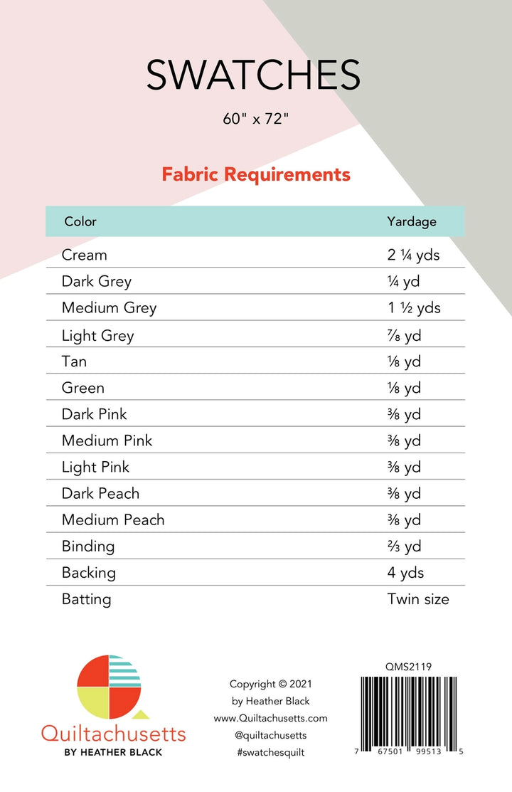 Swatches - Quilt Pattern (Printed)