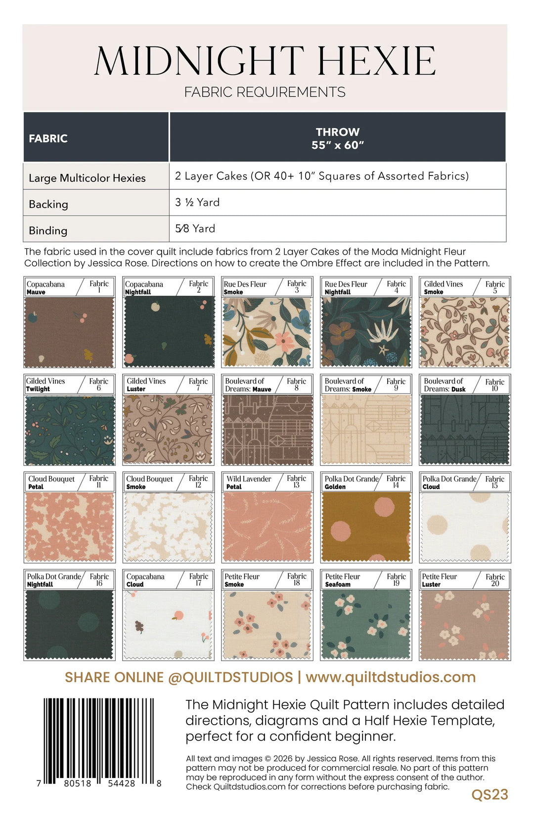Midnight Hexie - Quilt Pattern (Printed)