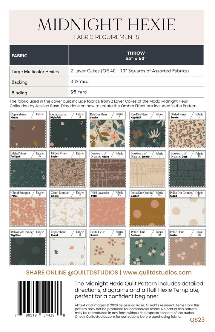 Midnight Hexie - Quilt Pattern (Printed)
