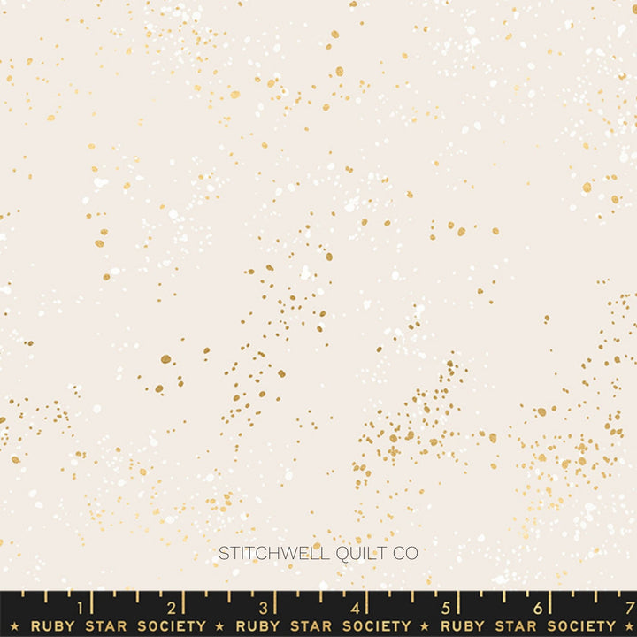 108" Speckled Wide in Metallic White Gold Yardage