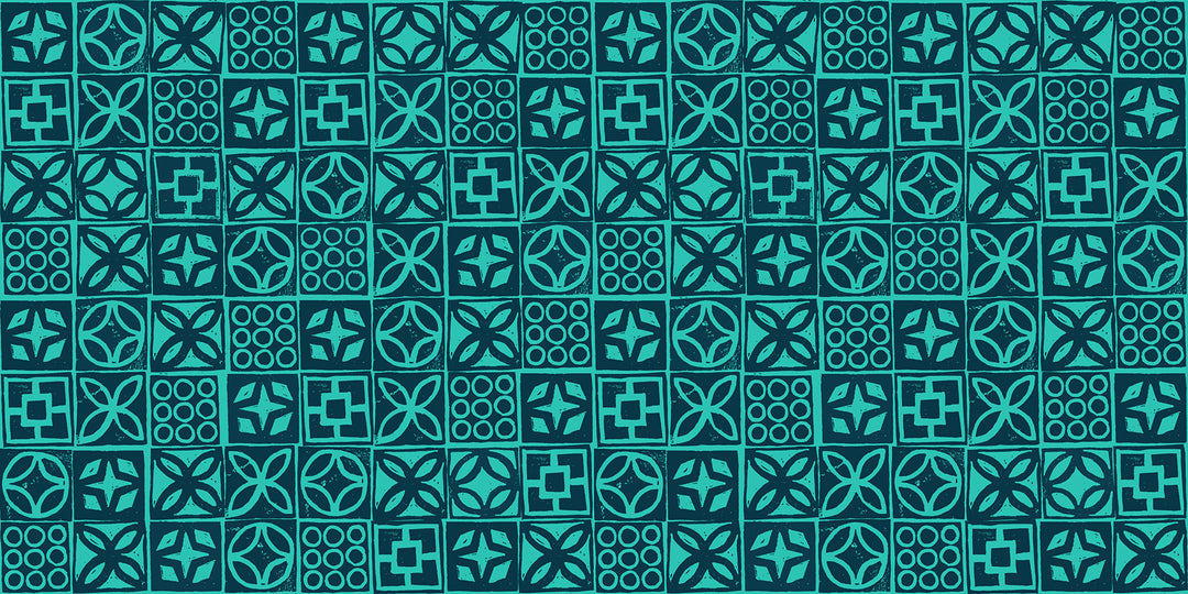 Poolside Too - Architectural Blocks in Peacock Yardage