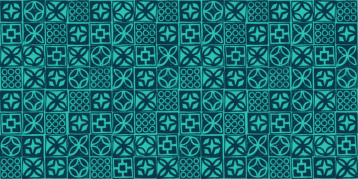 Poolside Too - Architectural Blocks in Peacock Yardage
