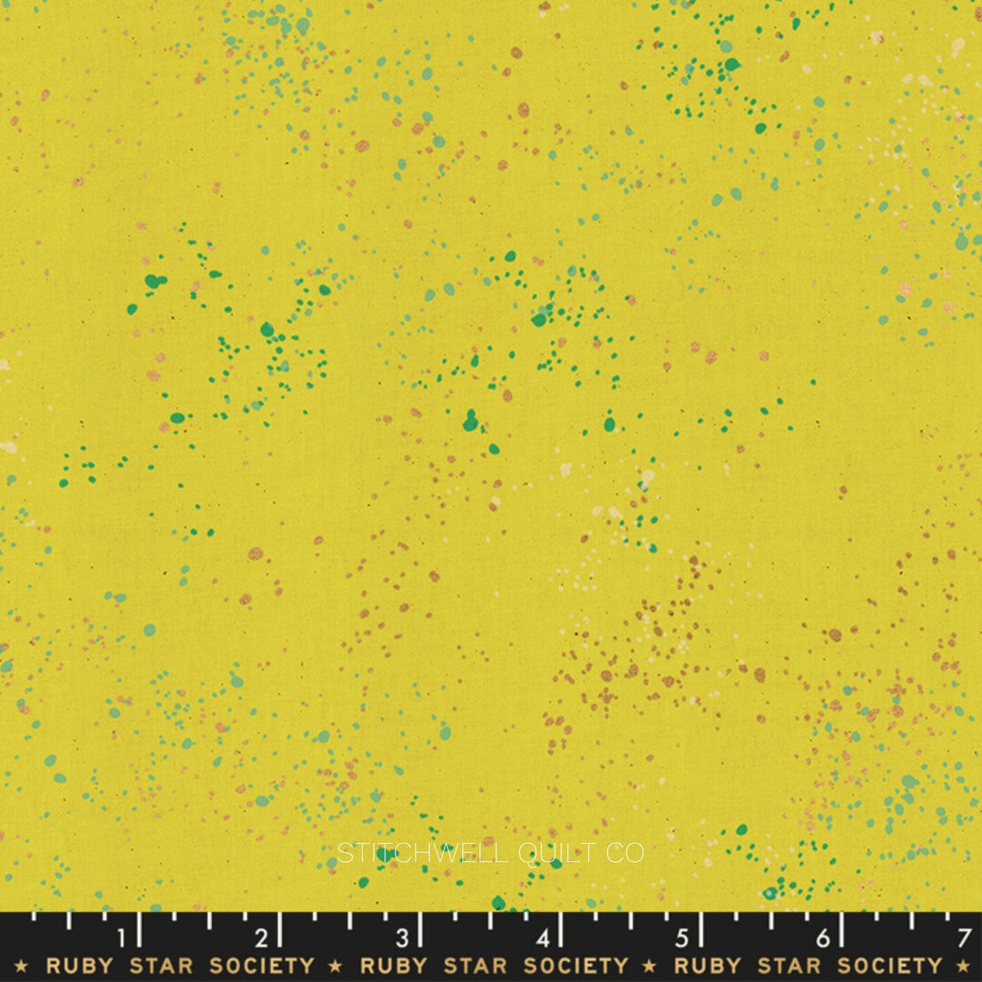 Speckled in Metallic Citron Yardage