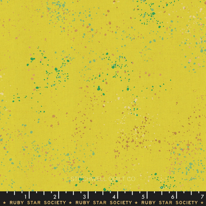 Speckled in Metallic Citron Yardage