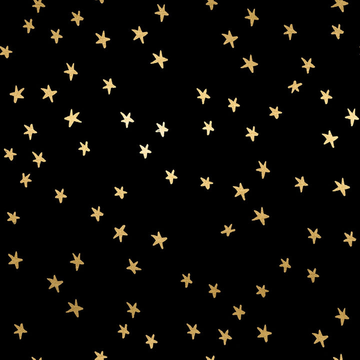 Starry in Metallic Black Gold Yardage