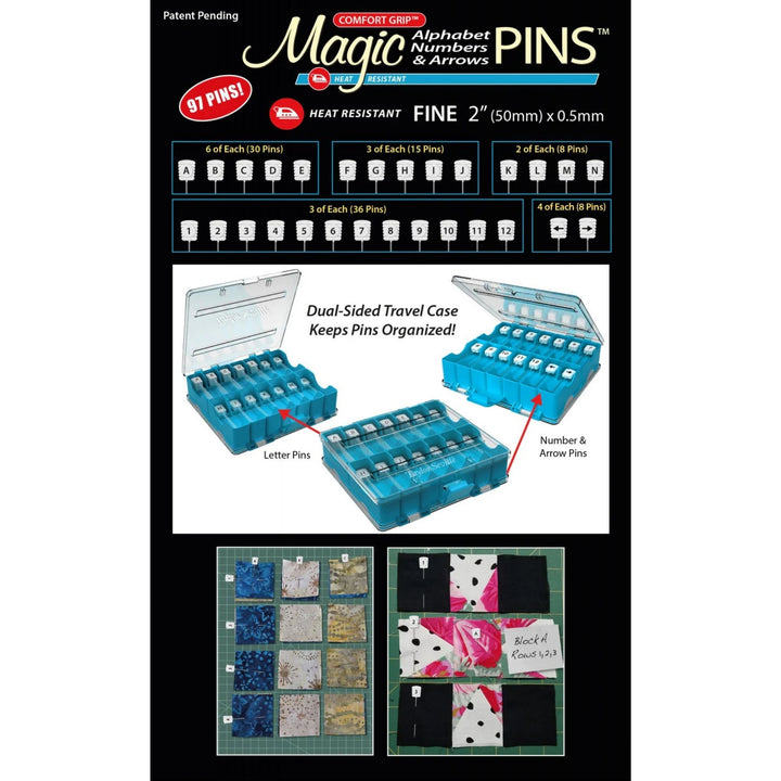 Magic Pins Row Markers - Alphabet, Numbers &amp; Directional Arrows (97ct)